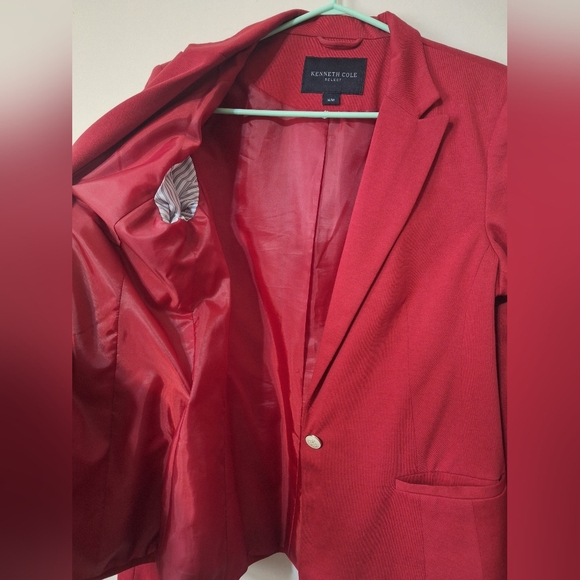 Kenneth Cole select medium tailored chery red single button blazer jacket - Picture 5 of 9